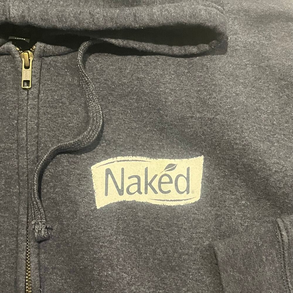 Naked Juice Employee Men Women‎ Unisex Large Full Zip Gray Hoodie